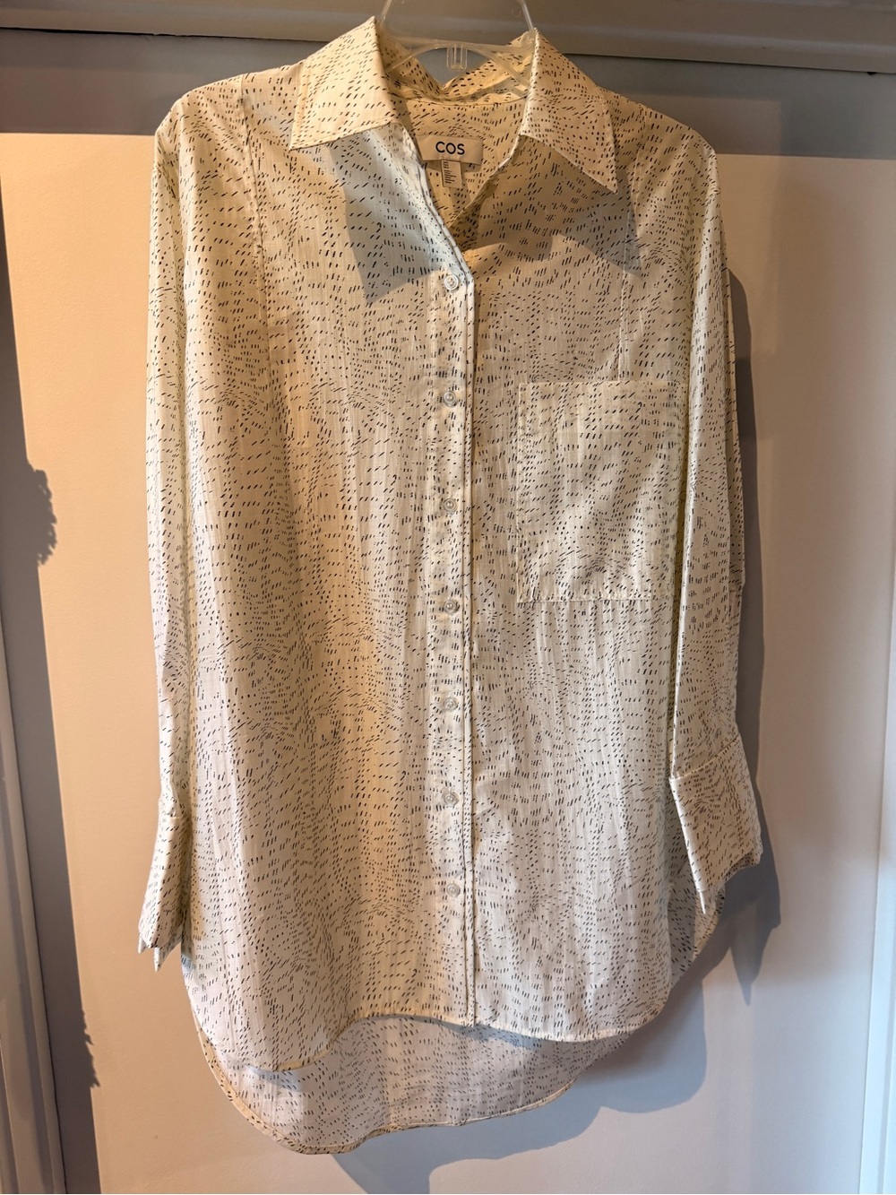 COS Cream Printed Button-Up Oversized Shirt. Size 8